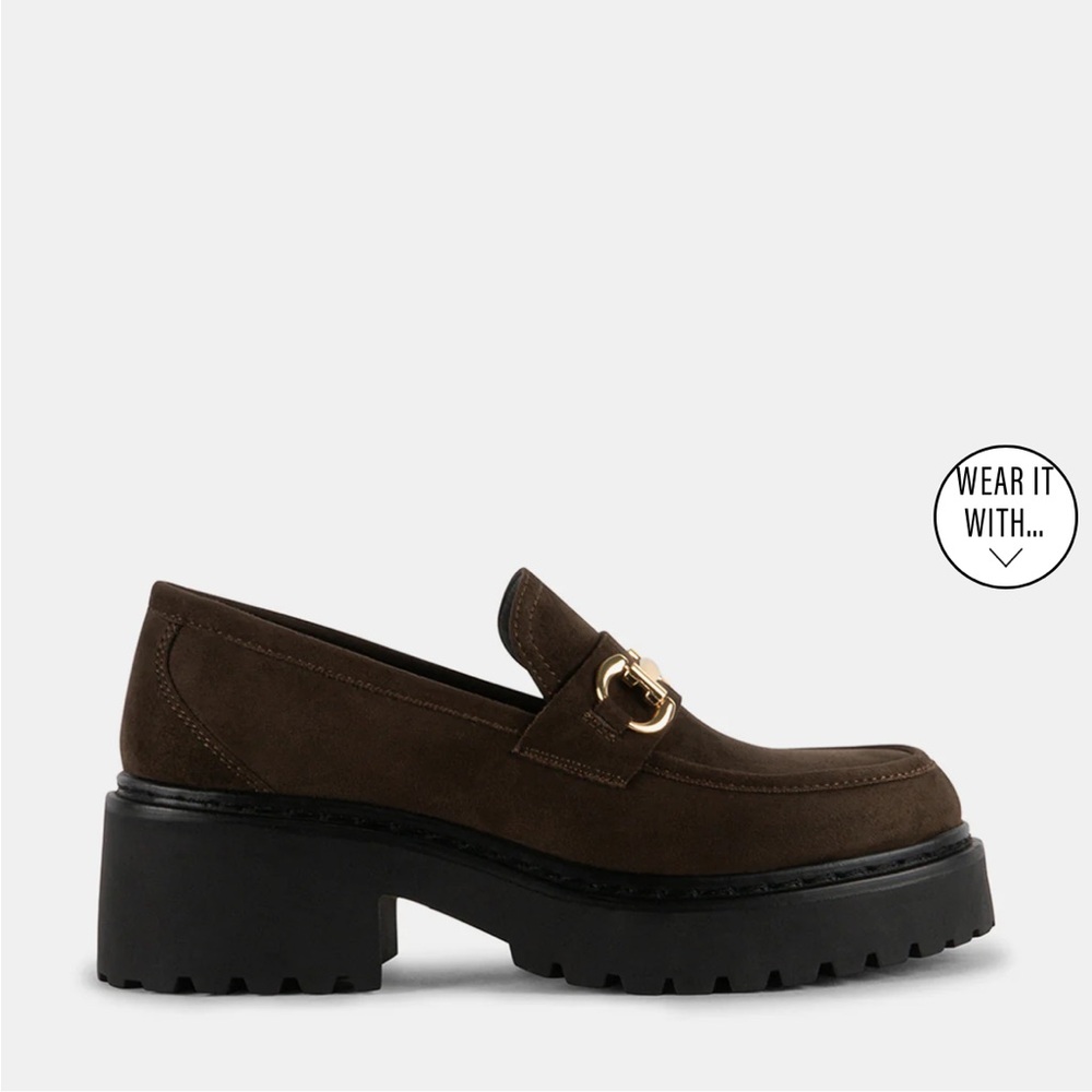 Steve Madden Brown Loafers with Gold Accent
